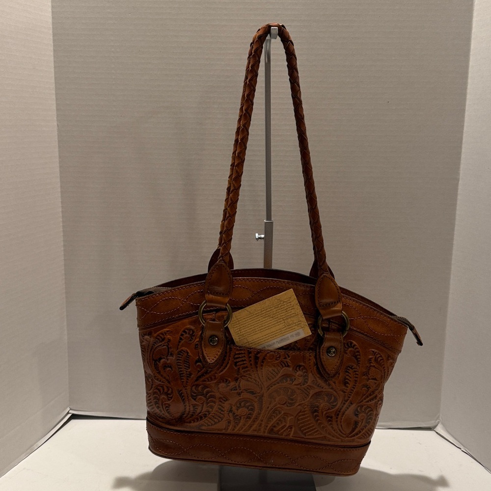 Patricia Nash Zamora Leather Tooled Tote Bag - Picture 10 of 16